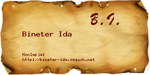 Bineter Ida névjegykártya